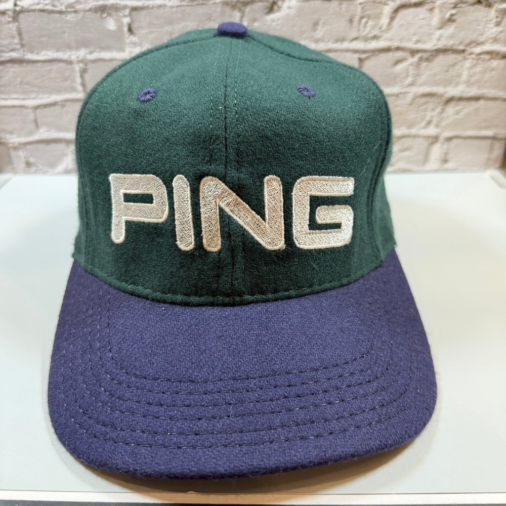 Vintage PING Golf Hat Cap Green Purple Made in USA NOS New Adjustable Classic